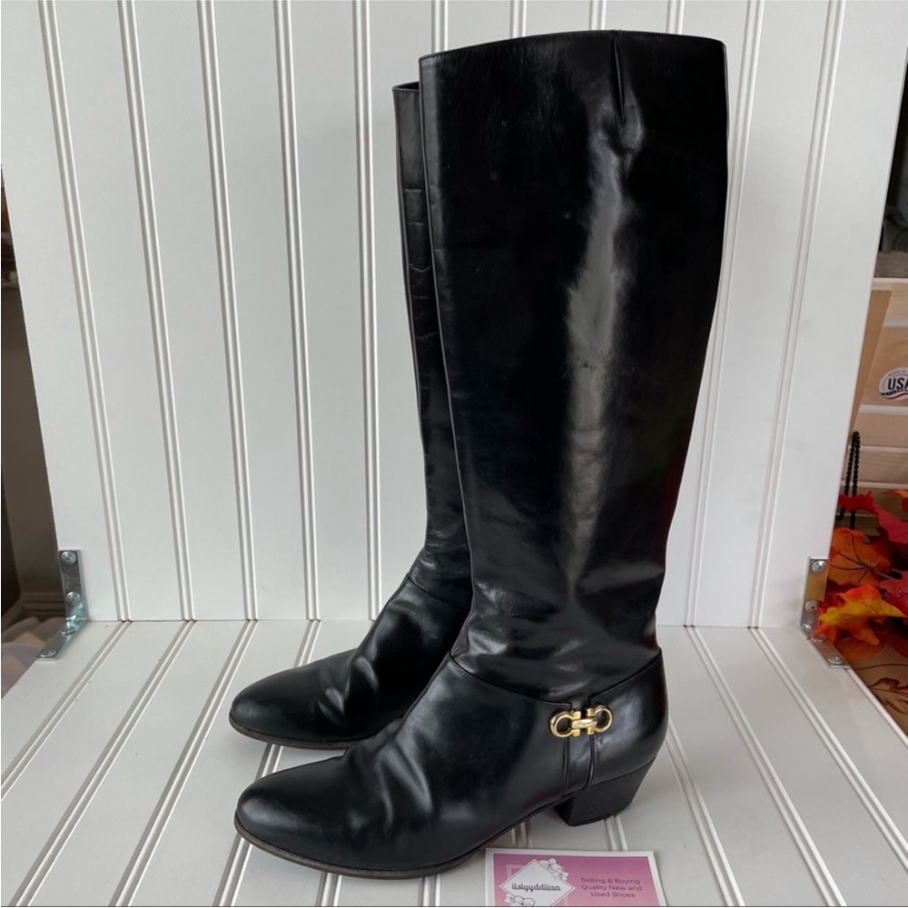 Salvatore Ferragamo Black Calf Leather Boots
